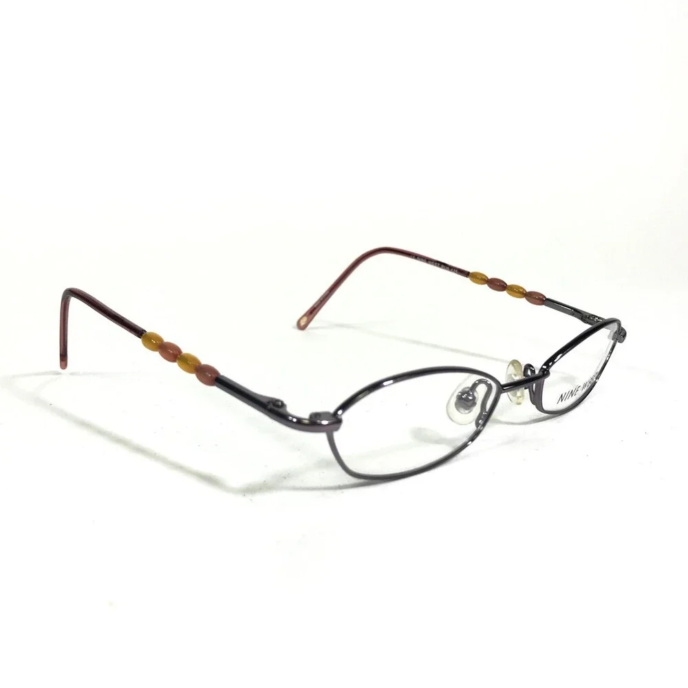 Nine West Petite Small Eyeglasses Frames RU5 Purple Silver Cat Eye 43-16-125